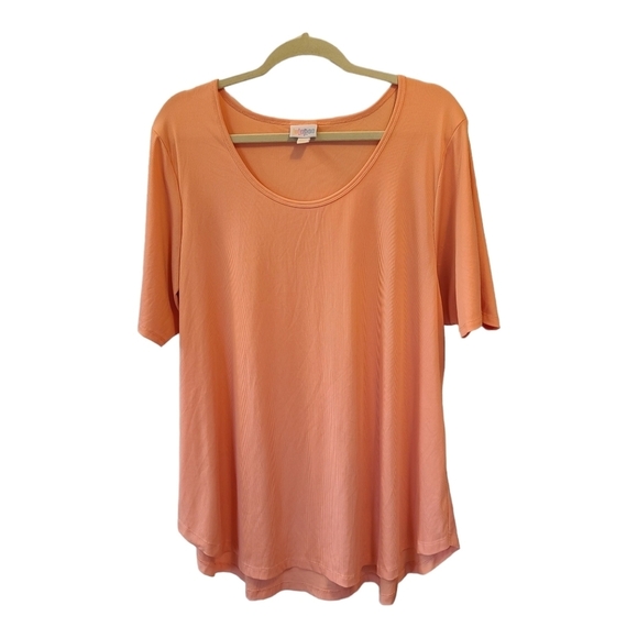 LuLaRoe Tops - LulaRoe Morgan Tee T shirt Top Tunic Shirt Solid Peach Ribbed 3xl Unicorn